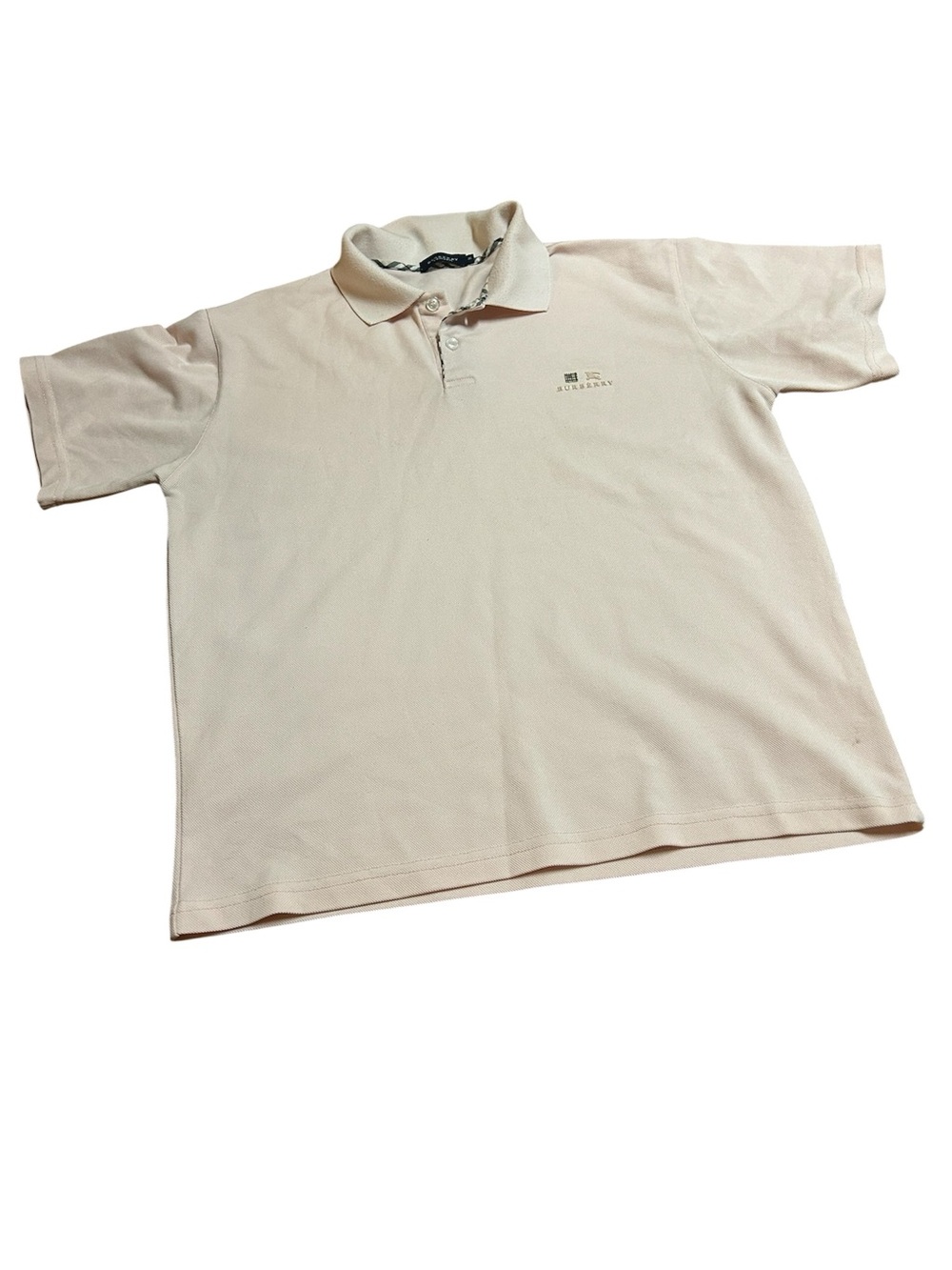 Burberry London Polo Shirt Mens Light Pink Cotton Pique Short Sleeve Size M